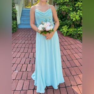 Sage Cowl Neck Dress With Slit